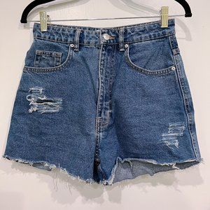 Zara high waisted medium wash distressed denim shorts size 4 / 26